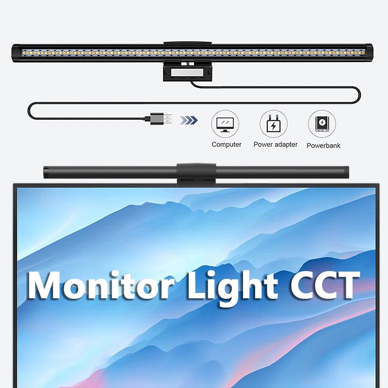 Halo Monitor Light Bar mounted on monitor with USB power