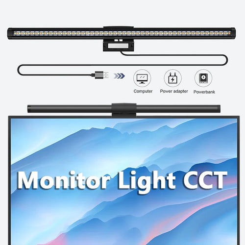 Halo Monitor Light Bar mounted on monitor with USB power